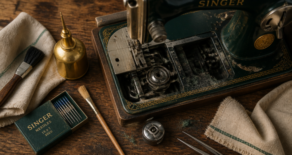 Entretien machine à coudre vintage et outils