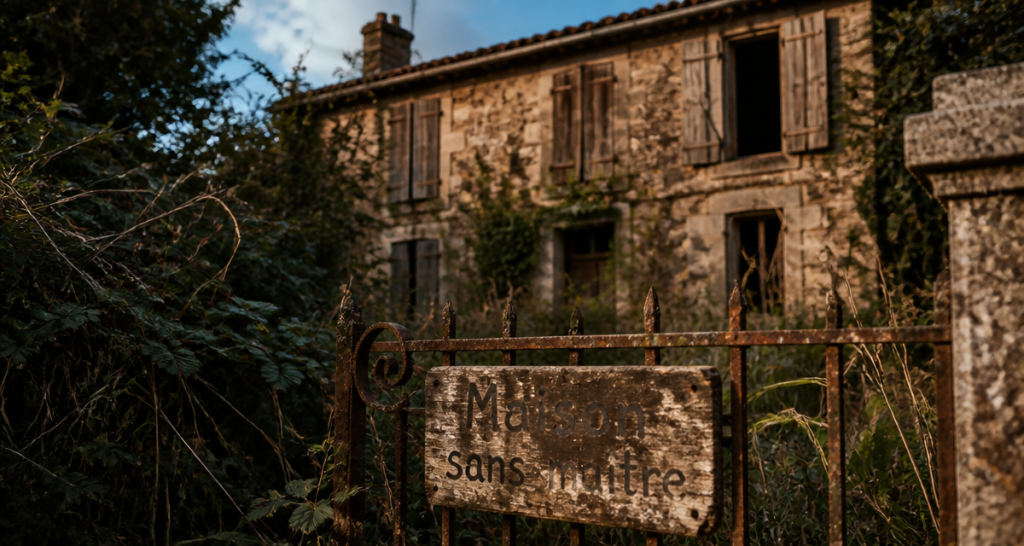 maison abandonnée volets bois végétation