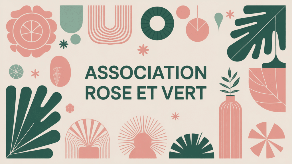 Illustration élégante association rose et vert pastel