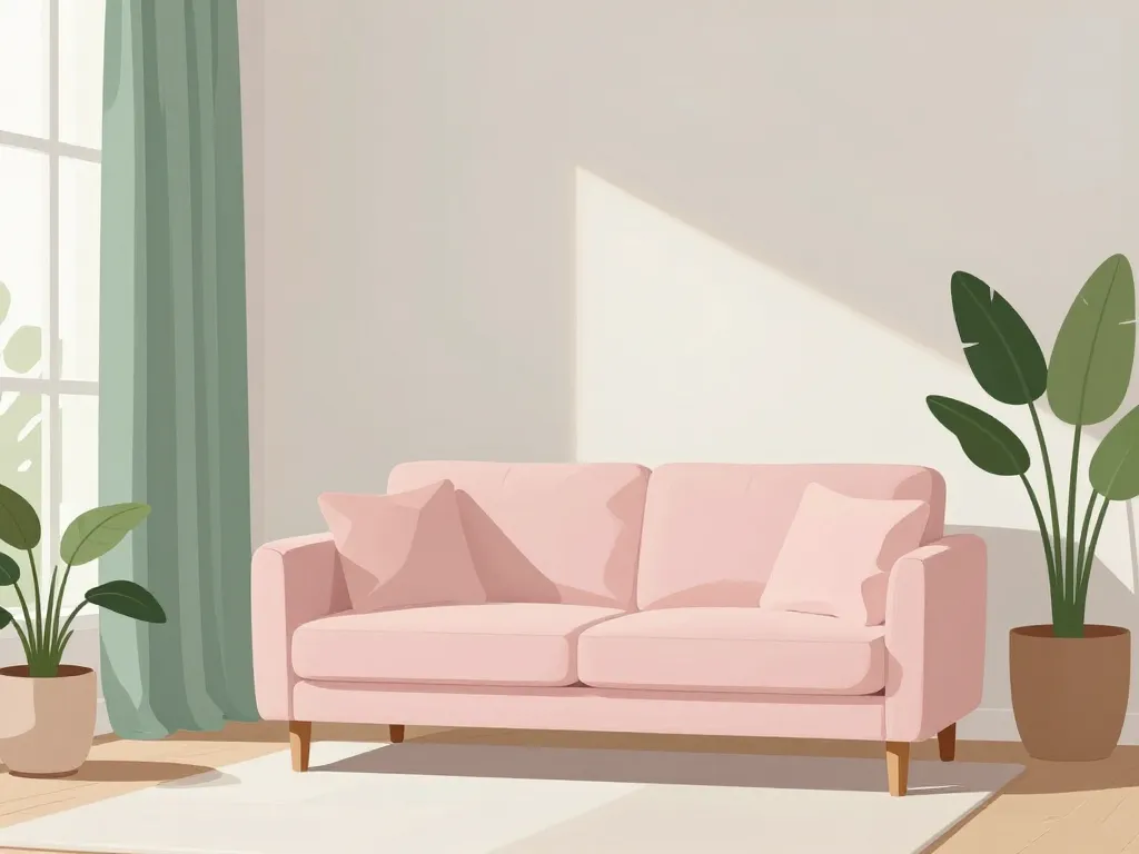 Salon moderne harmonieux rose et vert