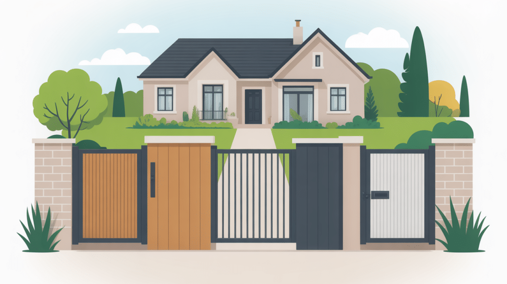 illustration neuf portail devant maison