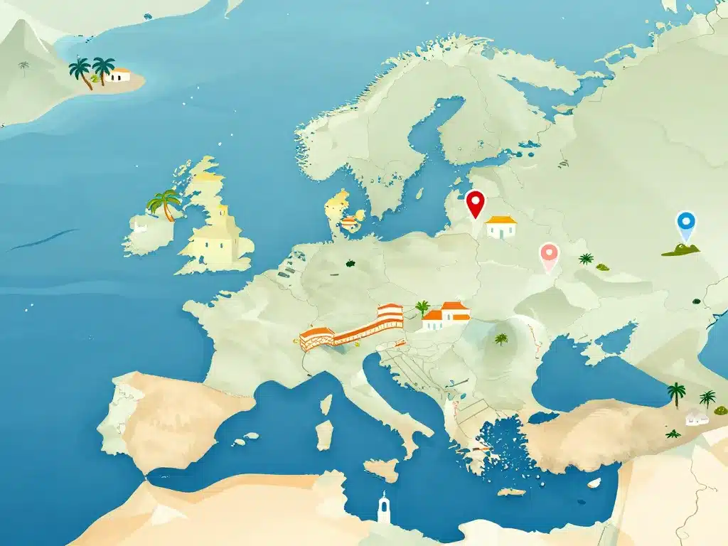 carte abstraite villa de luxe destinations marché tendance