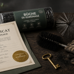buche ramonage assurance sur table avec outils et certificat