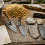 outils enduit pierre vue sur table artisanale