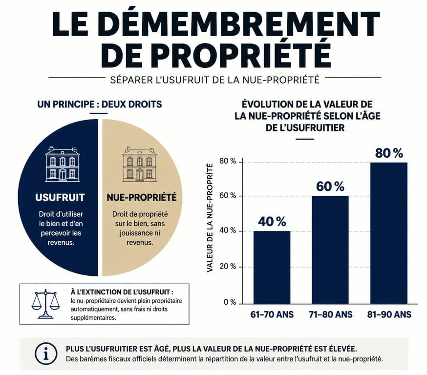 Infographie du barème fiscal de la donation en nue-propriété après 70 ans