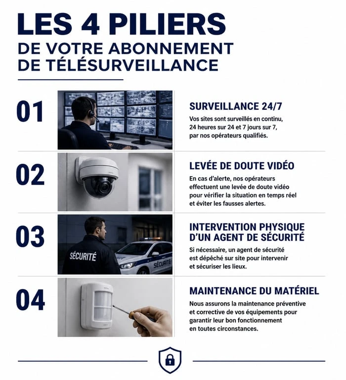 Infographie des avantages d'un abonnement télésurveillance pour la sécurité de son domicile