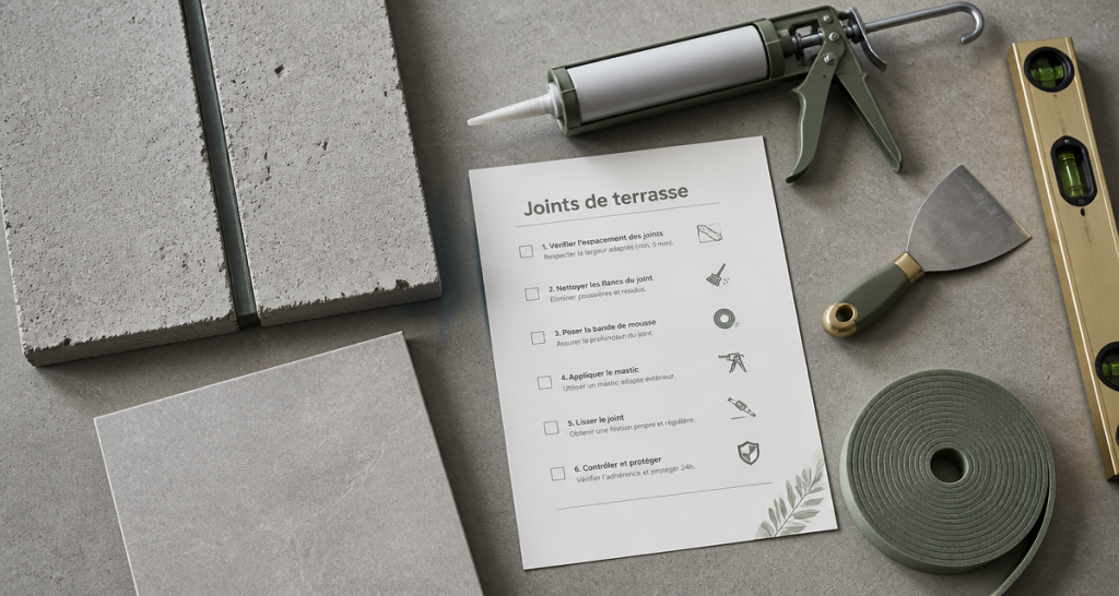 joint de dilatation terrasse exterieur vue outils