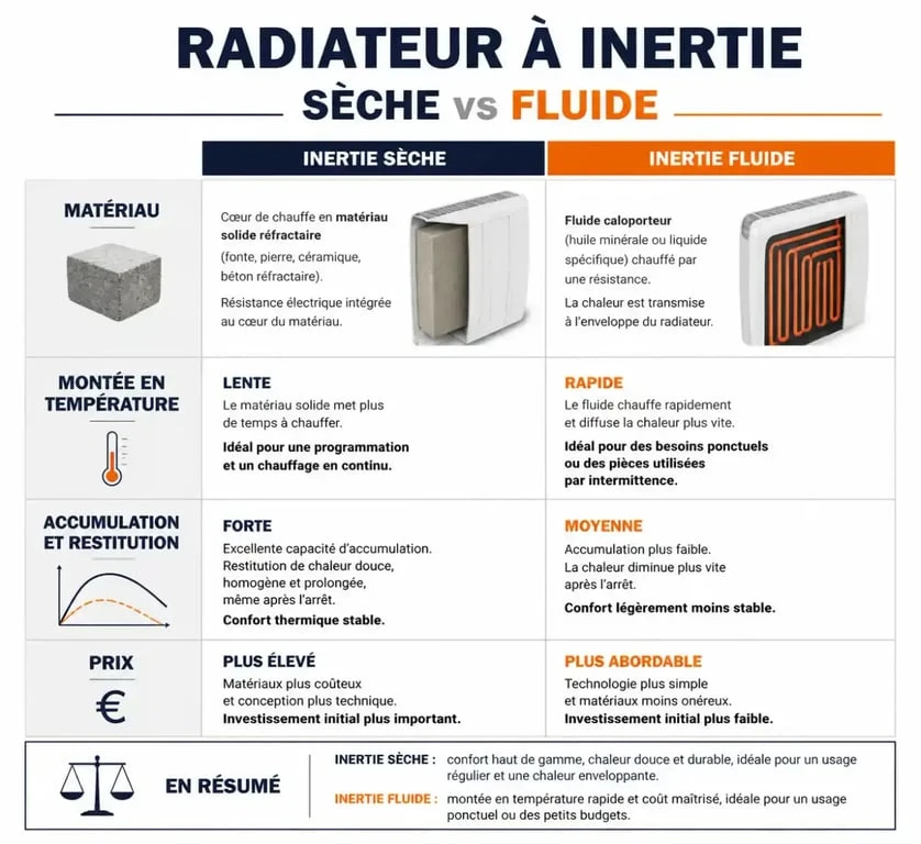 Comparatif des technologies de radiateur à inertie sèche et fluide pour choisir le meilleur radiateur à inertie