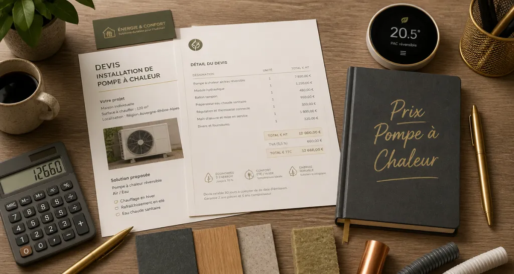 pompe à chaleur clim réversible prix sur bureau avec devis et matériaux