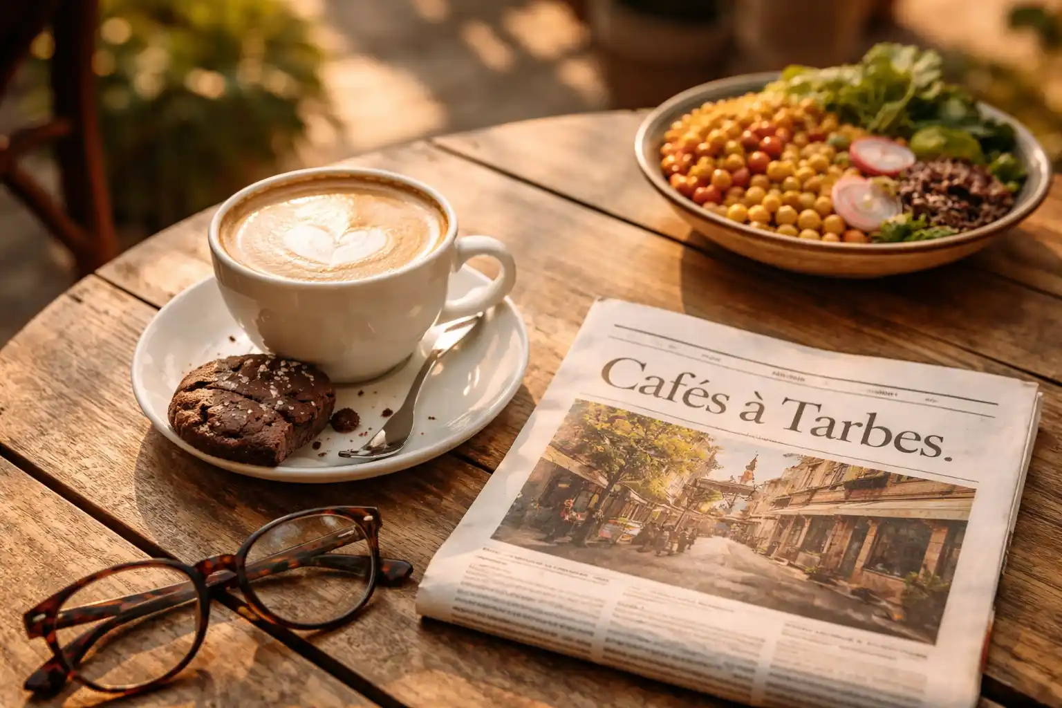 café tarbes latte cookie terrasse