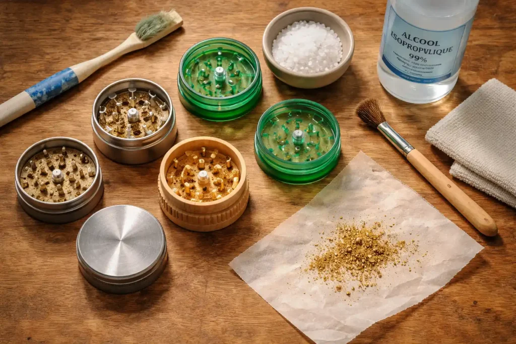 comment nettoyer un grinder vue des outils et grinders démontés