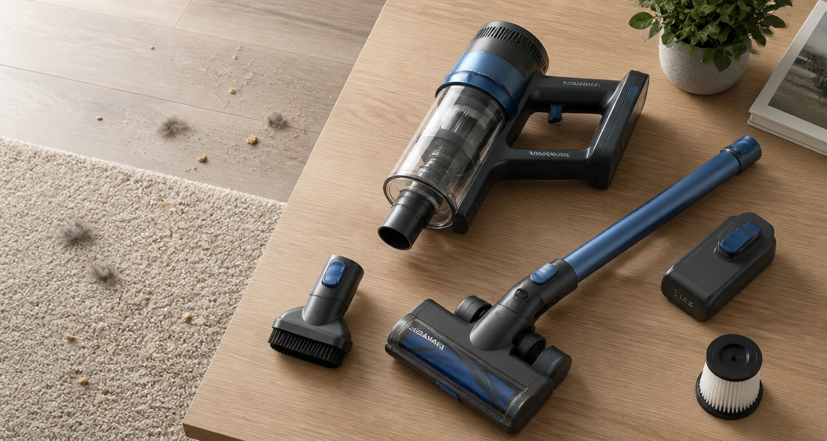 avis aspirateur sans fil accessoires sur table