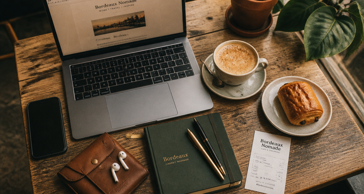 café pour travailler bordeaux table avec ordinateur