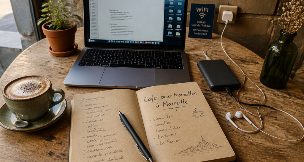 café pour travailler marseille ordinateur café carnet