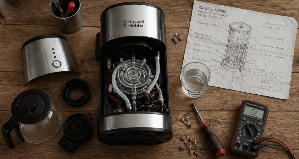 cafetière russell hobbs problème démontée sur établi