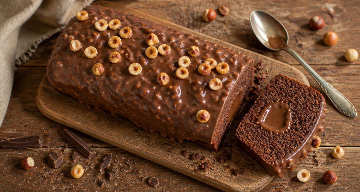 cake chocolat praline glaçage rocher noisettes