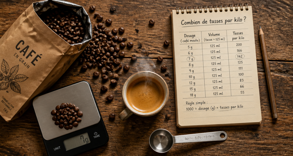 combien de café avec 1kg de grain sur table