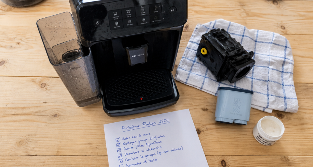 machine à café philips série 2200 problème checklist