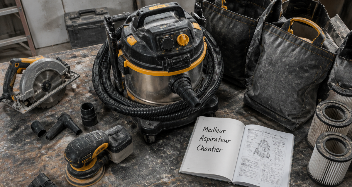 meilleur aspirateur de chantier professionnel sur établi