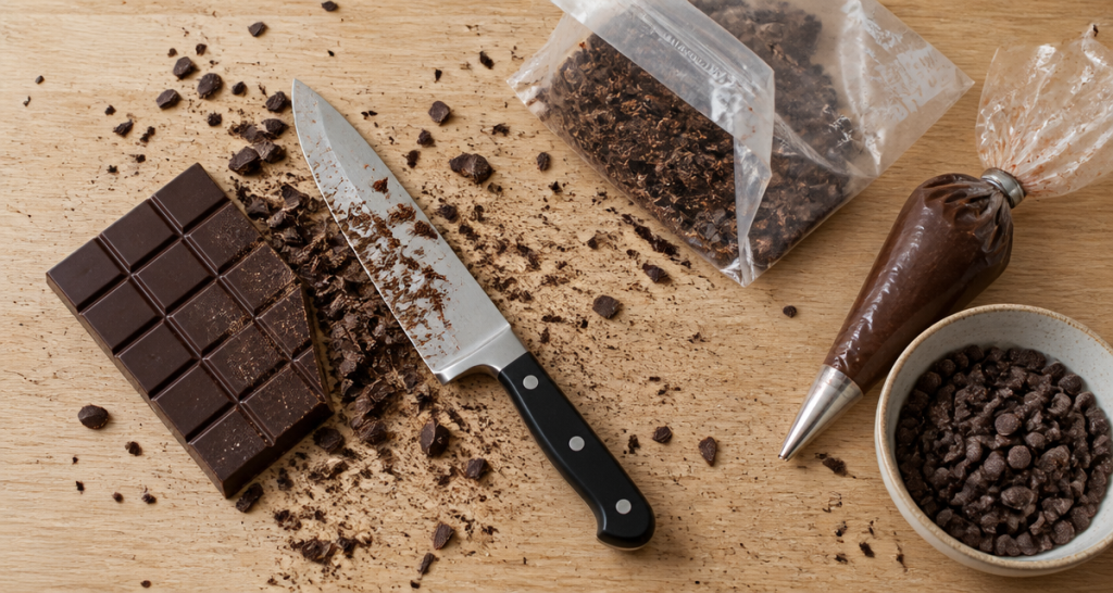comment casser une tablette de chocolat en pepites sur plan de travail