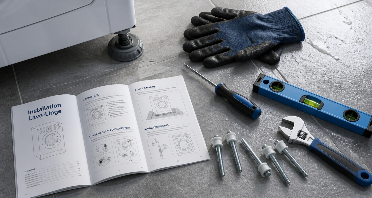 Installer machine à laver avec outils et manuel