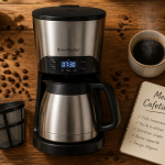 meilleure cafetière filtre inox avec carafe sur plan de travail