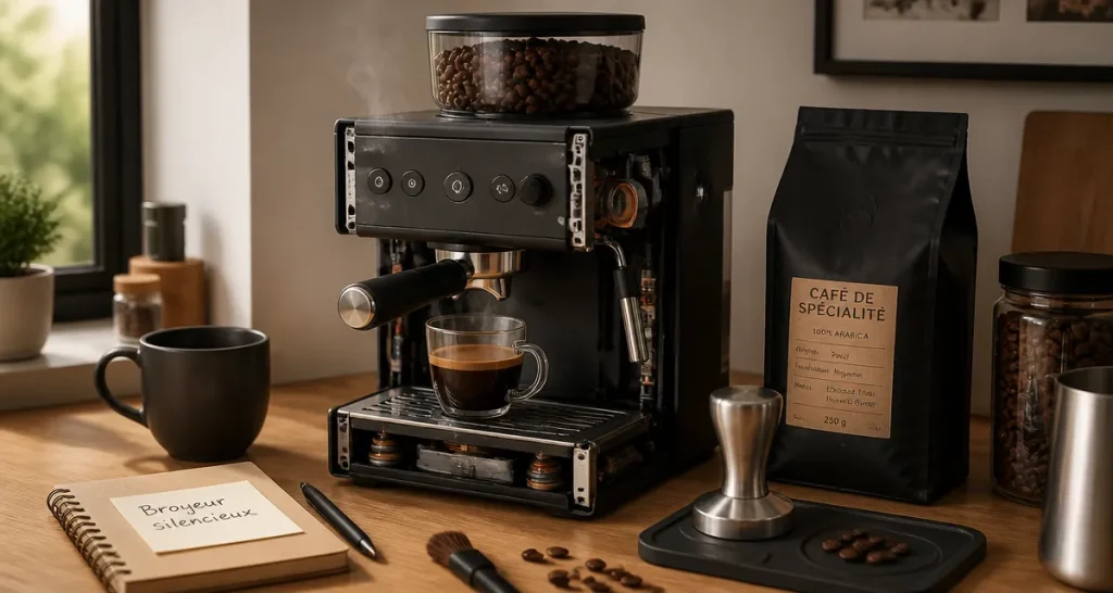 Meilleure machine à café avec broyeur silencieux, <65 dB