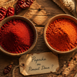 Paprika ou piment doux en poudre sur plan de travail