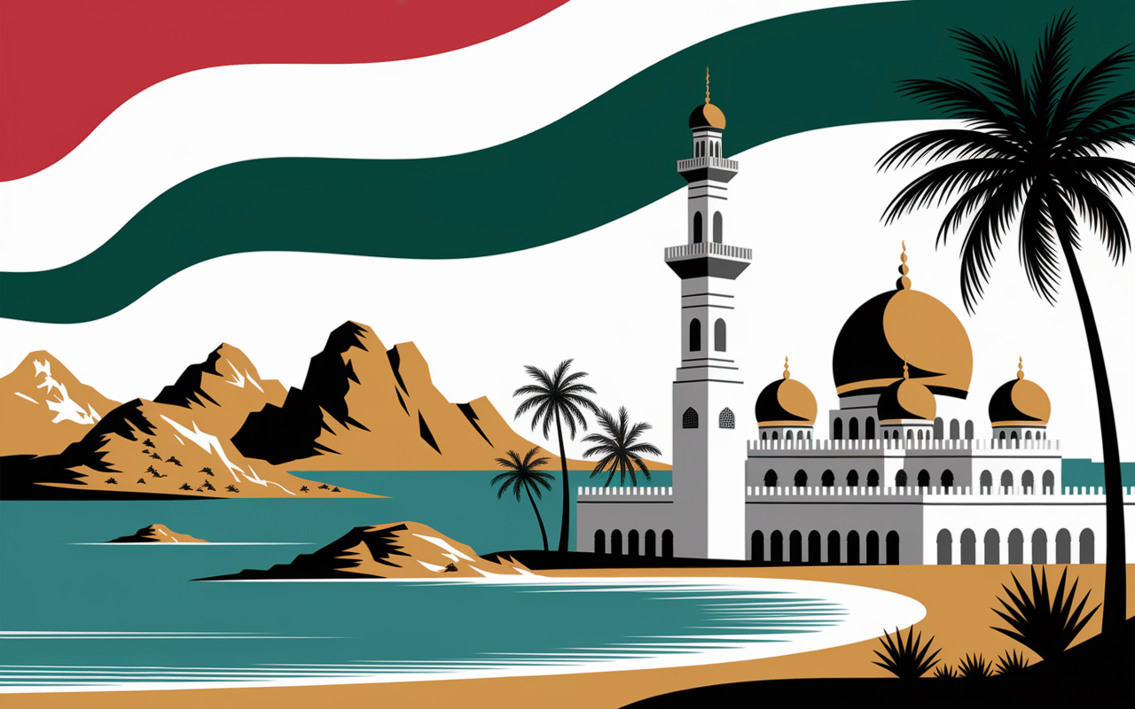 paysage oman pays en o mosquee dômes mer turquoise