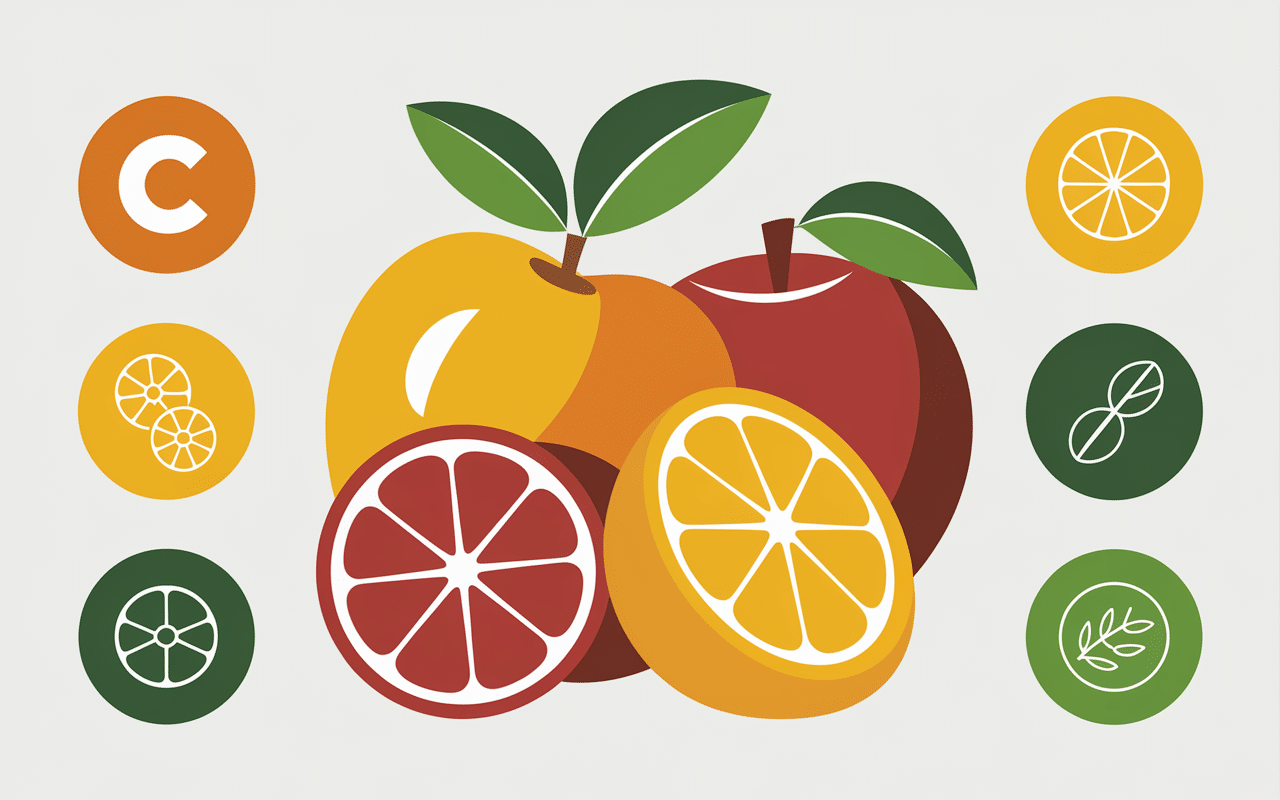 illustration scientifique fruits en e coupe vitamines minéraux