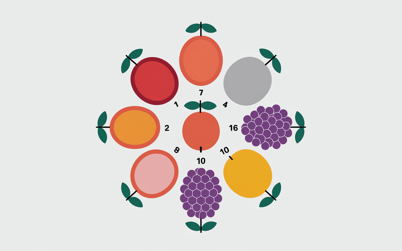 infographie top 10 fruits en e colorés en cercle