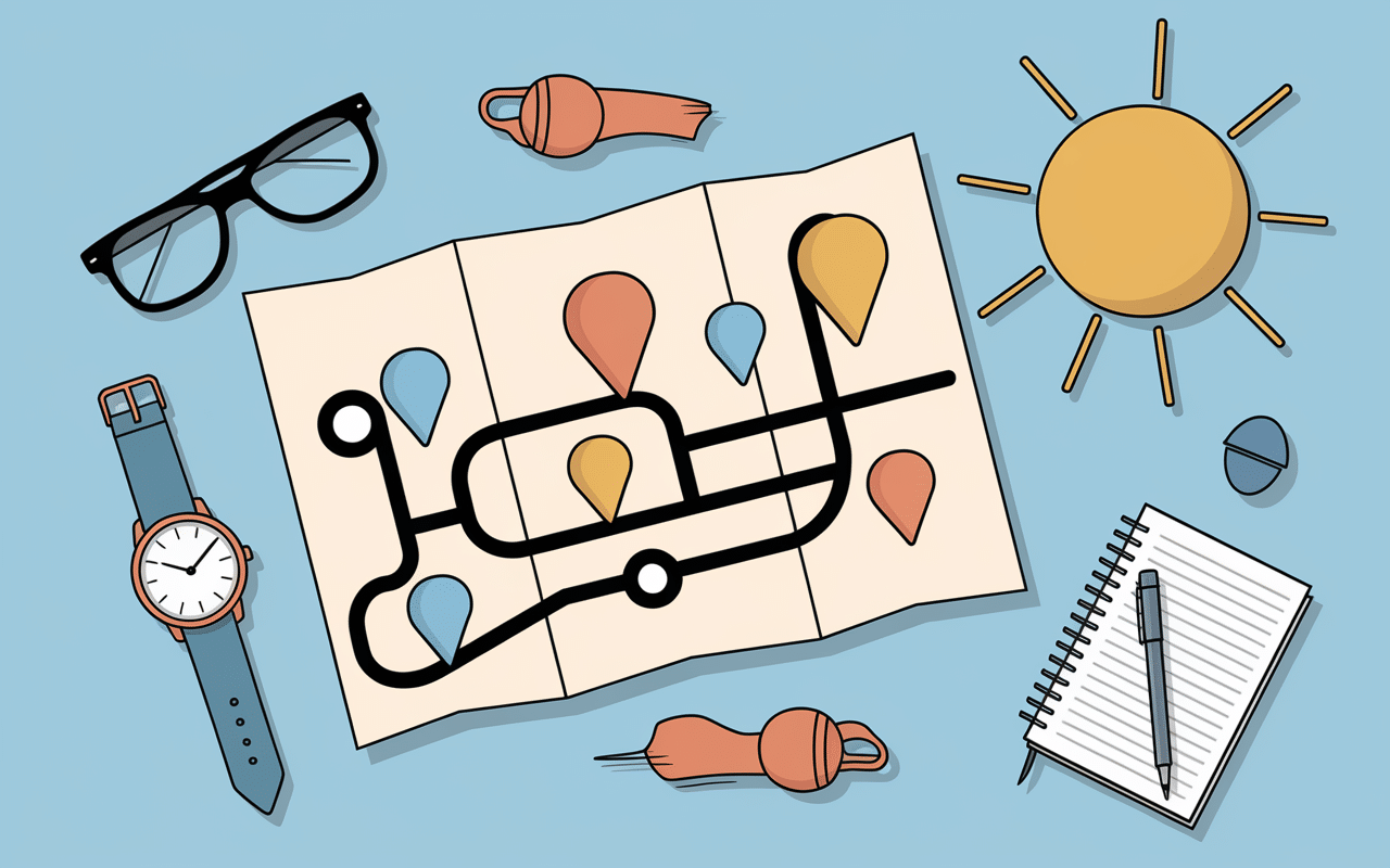 Carte organisation circuit plages du débarquement 1 jour