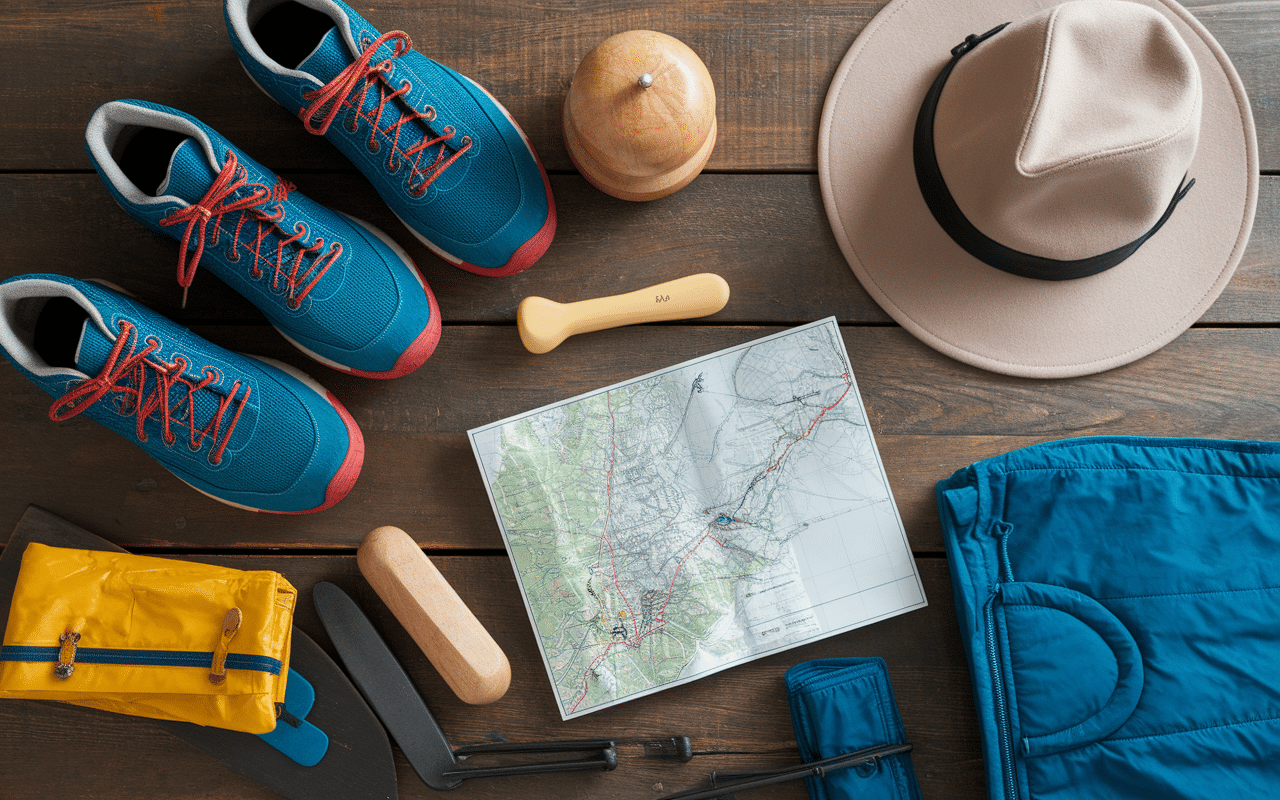 Équipement de randonnée Pays Basque sur table