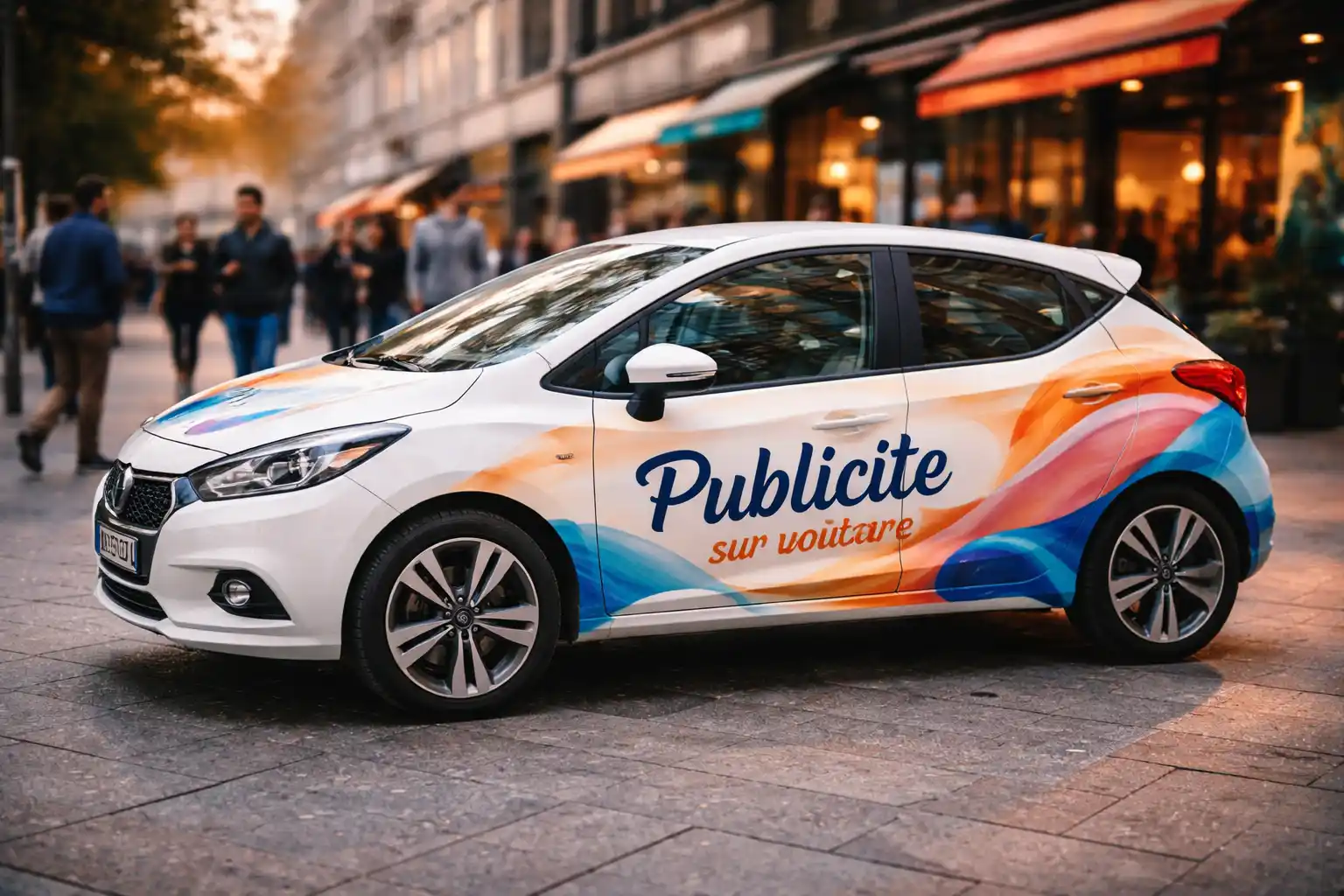 publicité sur une voiture moderne en ville