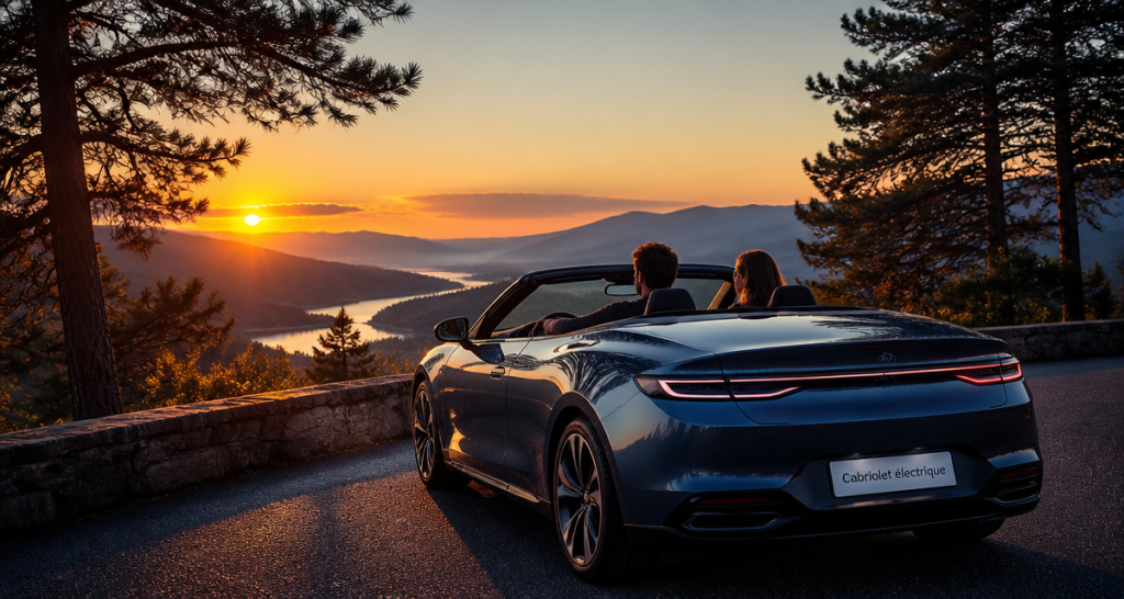 cabriolet electrique moderne belvedere coucher de soleil