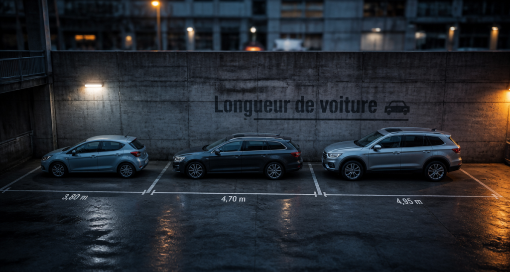 longueur voiture citadine berline SUV parking