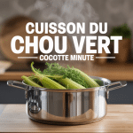Cuisson du chou vert cocotte minute avec vapeur en cuisine moderne