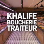 Vitrine Khalifé - boucherie traiteur avec viandes et plats exposés