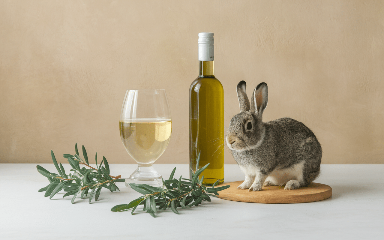 Lapin à l'ail recette espagnole ingrédients clés sur fond clair