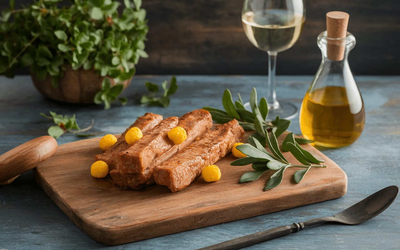 Ingrédients pour lapin à l'ail recette espagnole sur table rustique