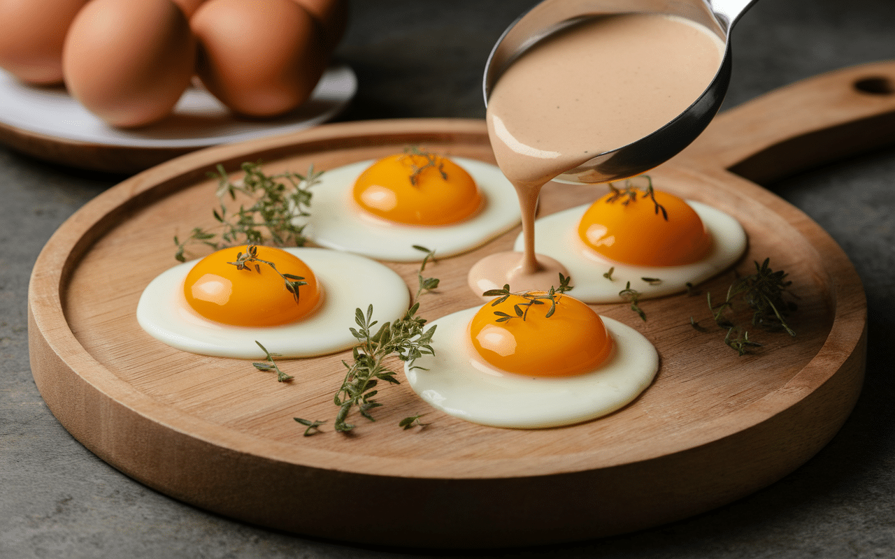 sauce pour oeufs durs sur oeufs coupes