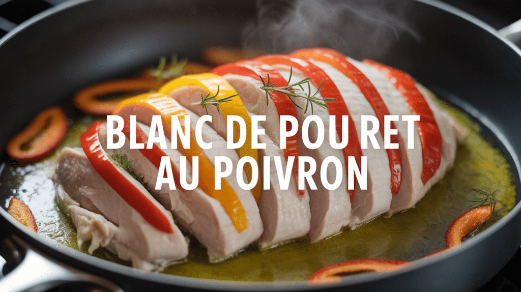 blanc de poulet au poivron en tranches avec poivrons