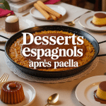Table avec dessert espagnol après une paella