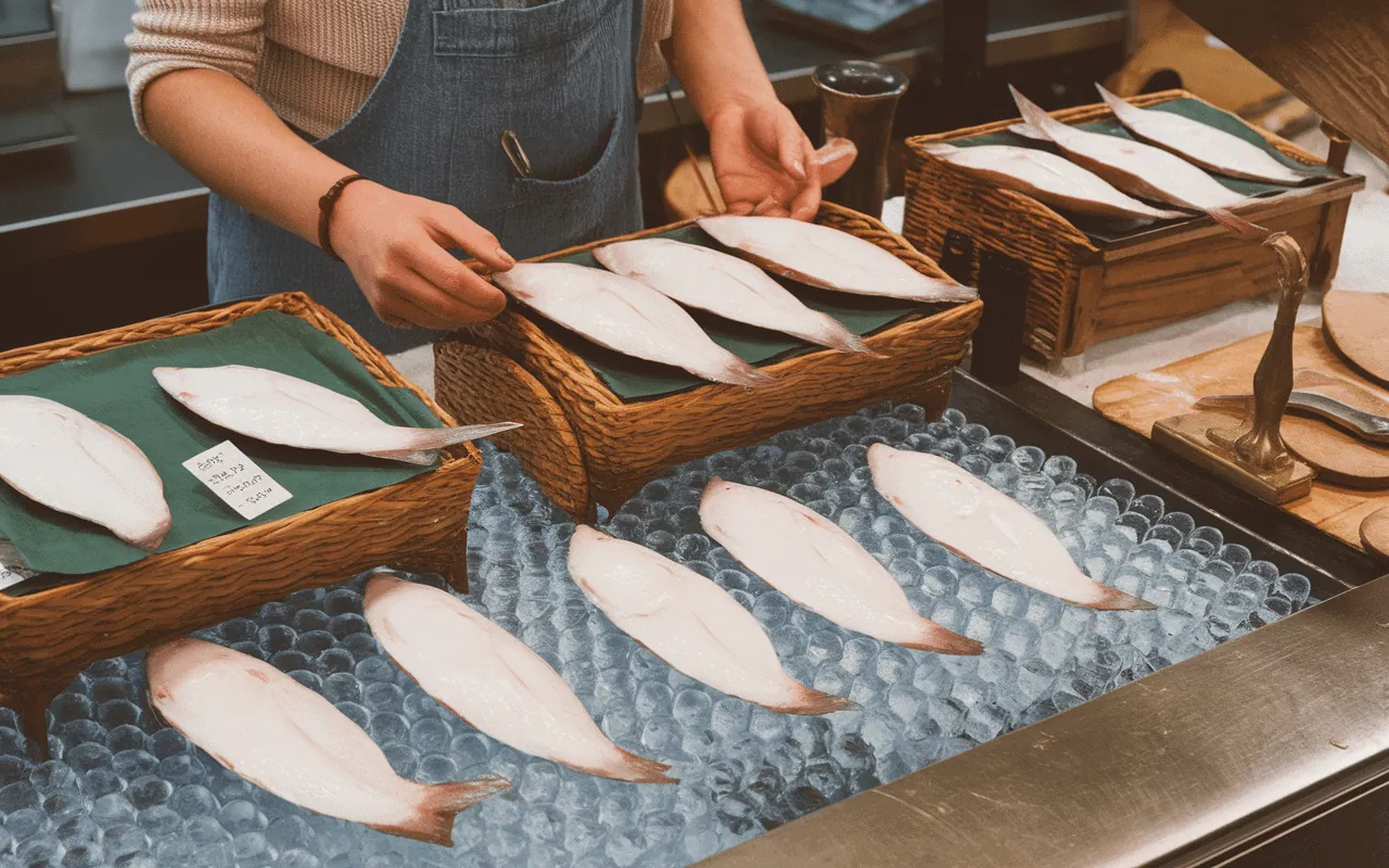 Vérification d’un filet de lingue chez le poissonnier