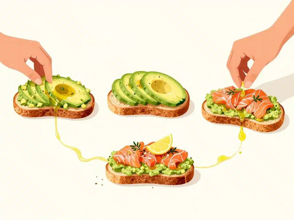 avocado toast saumon étapes top-down