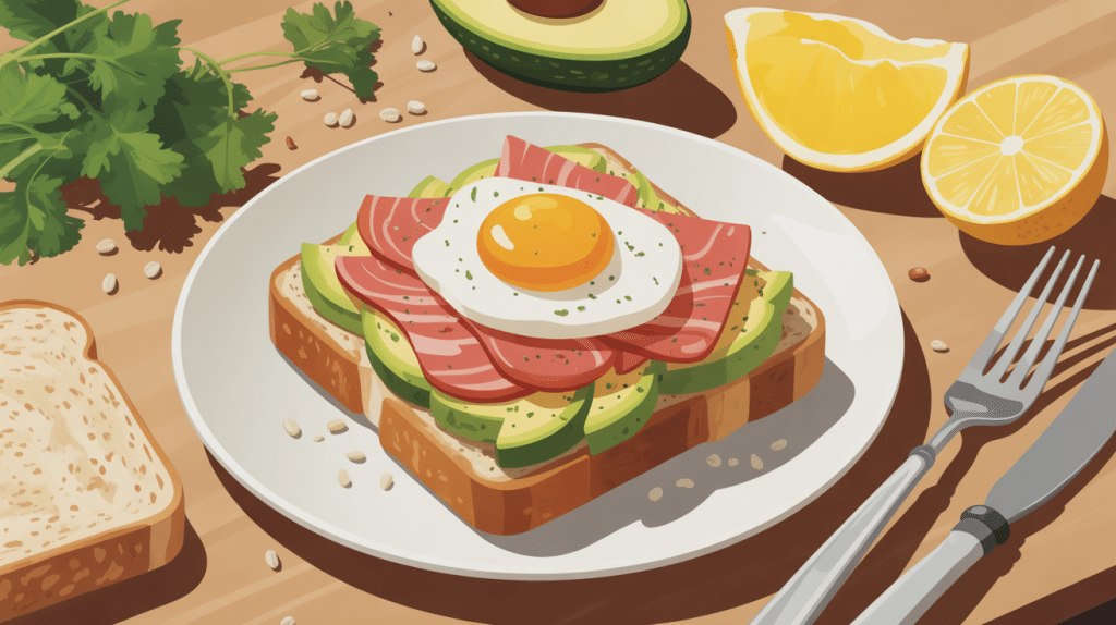 avocado toast saumon illustration vectorielle gourmande