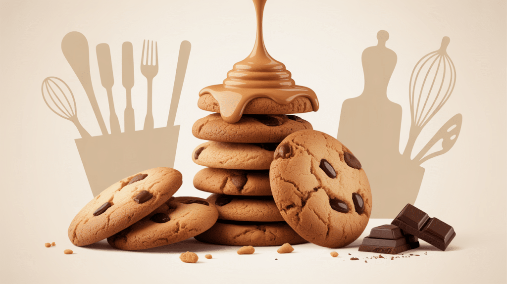 cookies healthy beurre de cacahuete en pile avec beurre et avoine