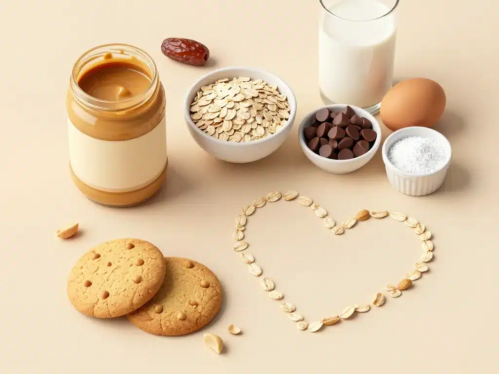 ingredients cookies healthy beurre de cacahuete vue dessus