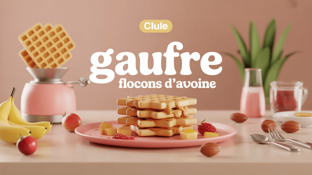 gaufre flocon d'avoine dorée avec ingrédients