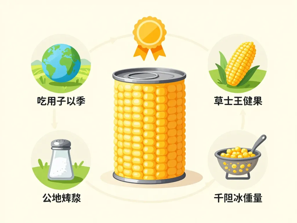 Schéma critères grosse boîte de maïs 5 kg : origine, labels, sel, poids égoutté